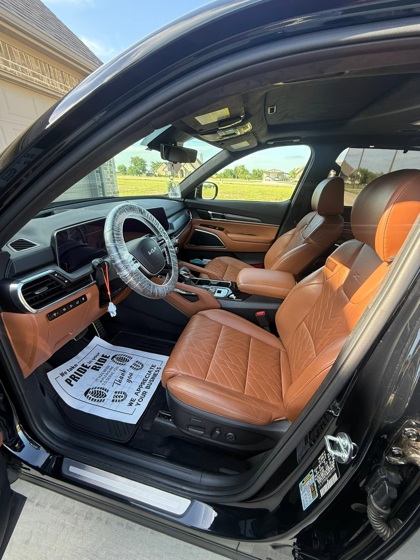 Kia Telluride cognac leather interior freshly detailed